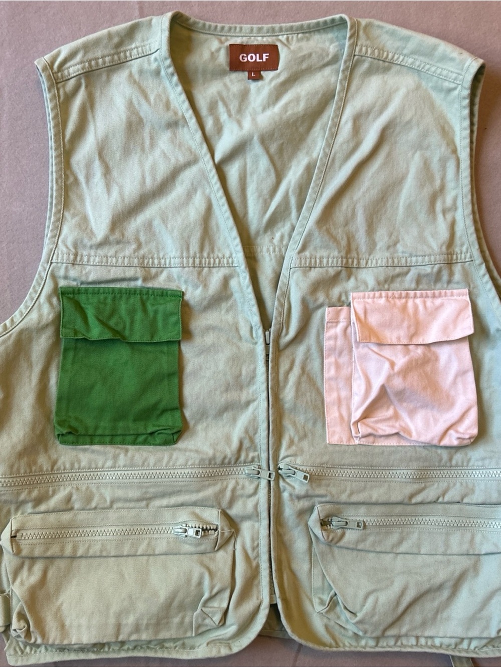 Golf Le Fleur Two-Tone Utility Vest - Mint with Green & Off white  Pockets